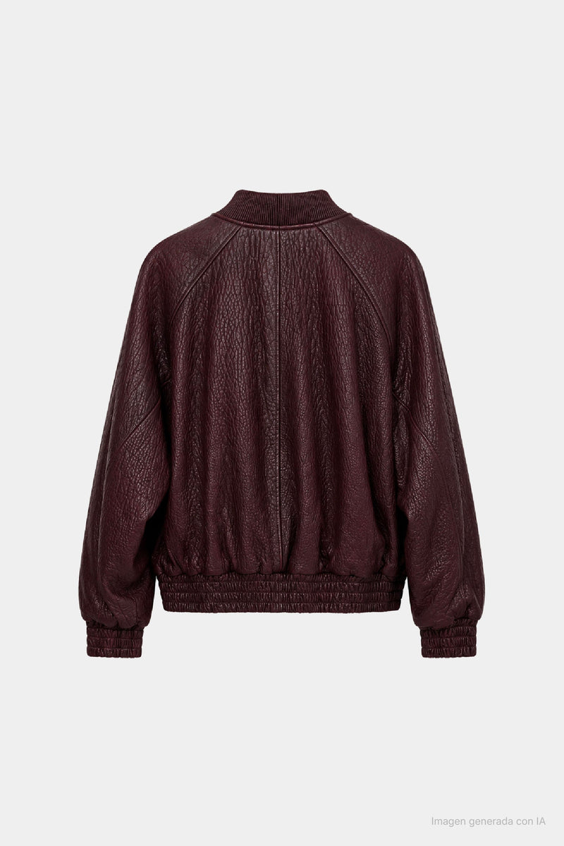 Men's Calypso Textured Leather Bomber Jacket