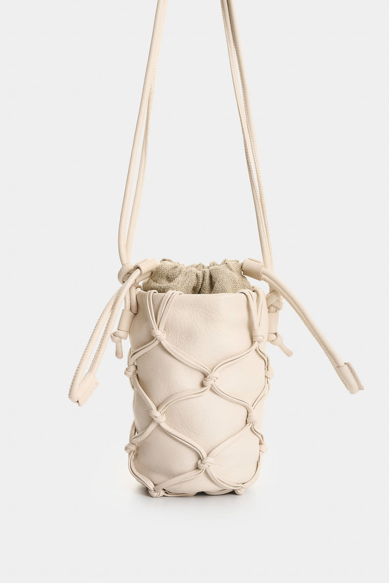Misak Leather Crossbody Bag with Woven Overlay for Men