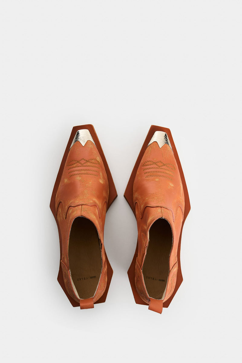 Women's Western Leather Mule Booties