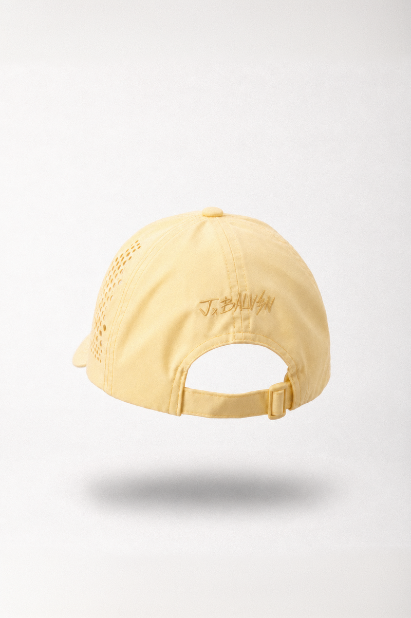 J BALVIN LASER CUT 6 PANEL CAP YELLOW