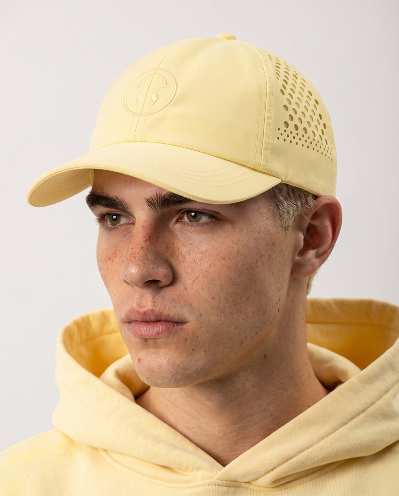 J BALVIN LASER CUT 6 PANEL CAP YELLOW