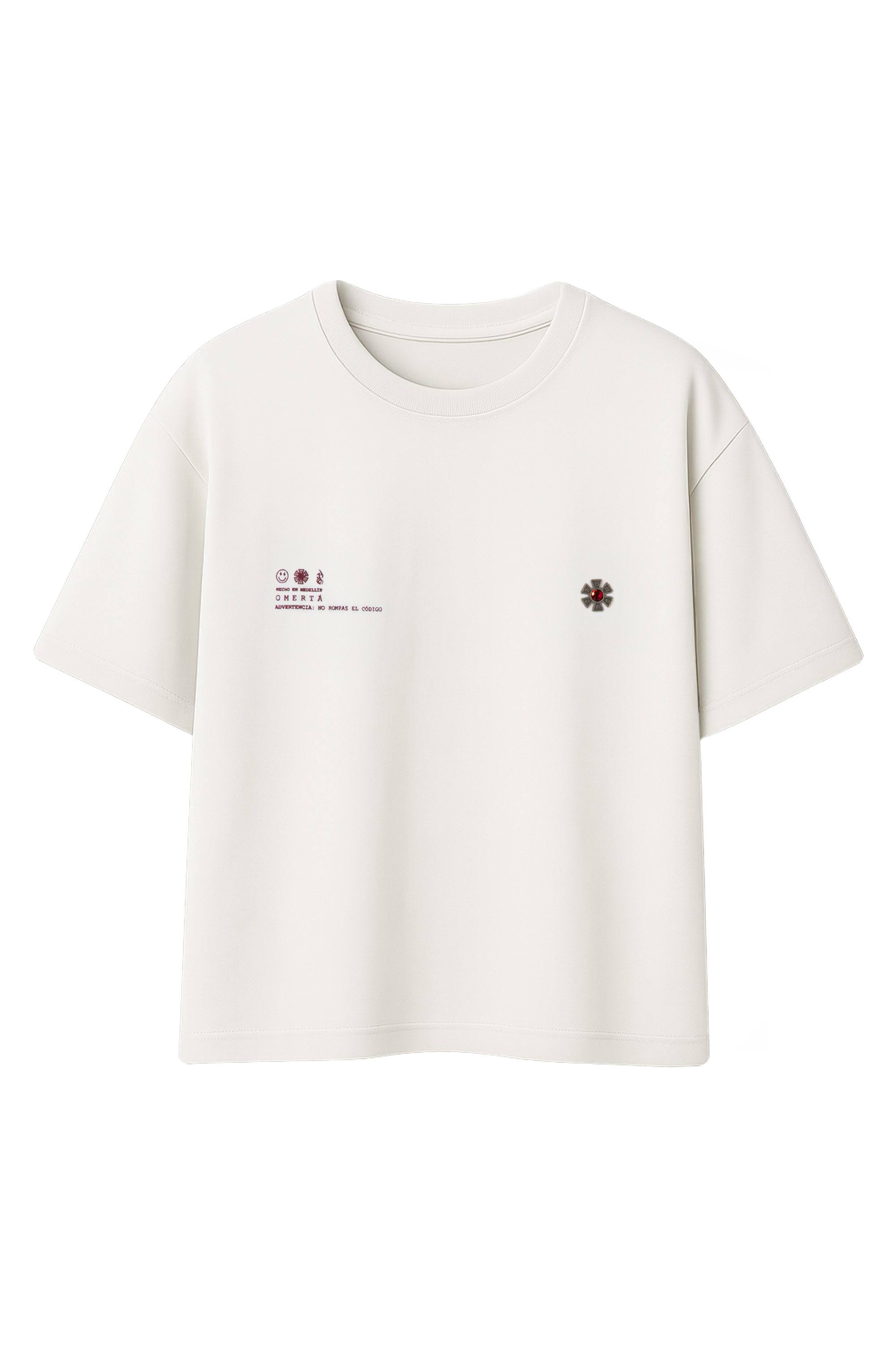 J Balvin Shop | OMERTA PIN T-SHIRT IVORY