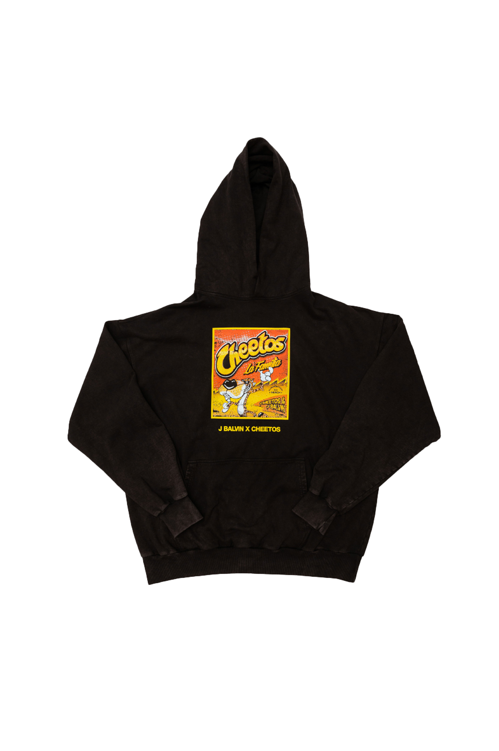 J Balvin Shop | J BALVIN X CHEETOS FLAVORED FAMILIA HOODIE BLACK