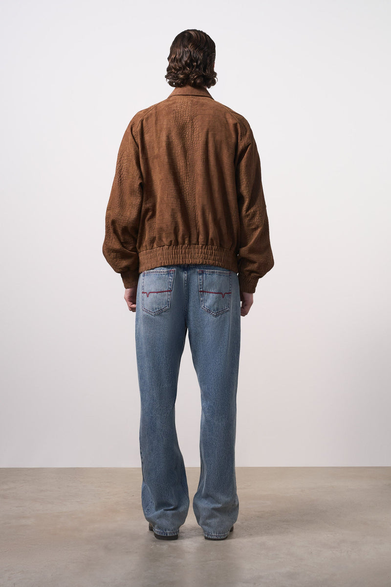 Men's Croco Suede Bomber Jacket