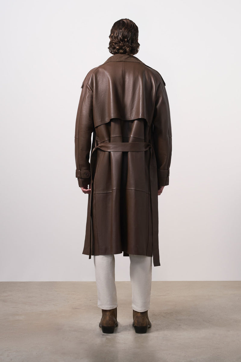 Men's Leather Trench Coat