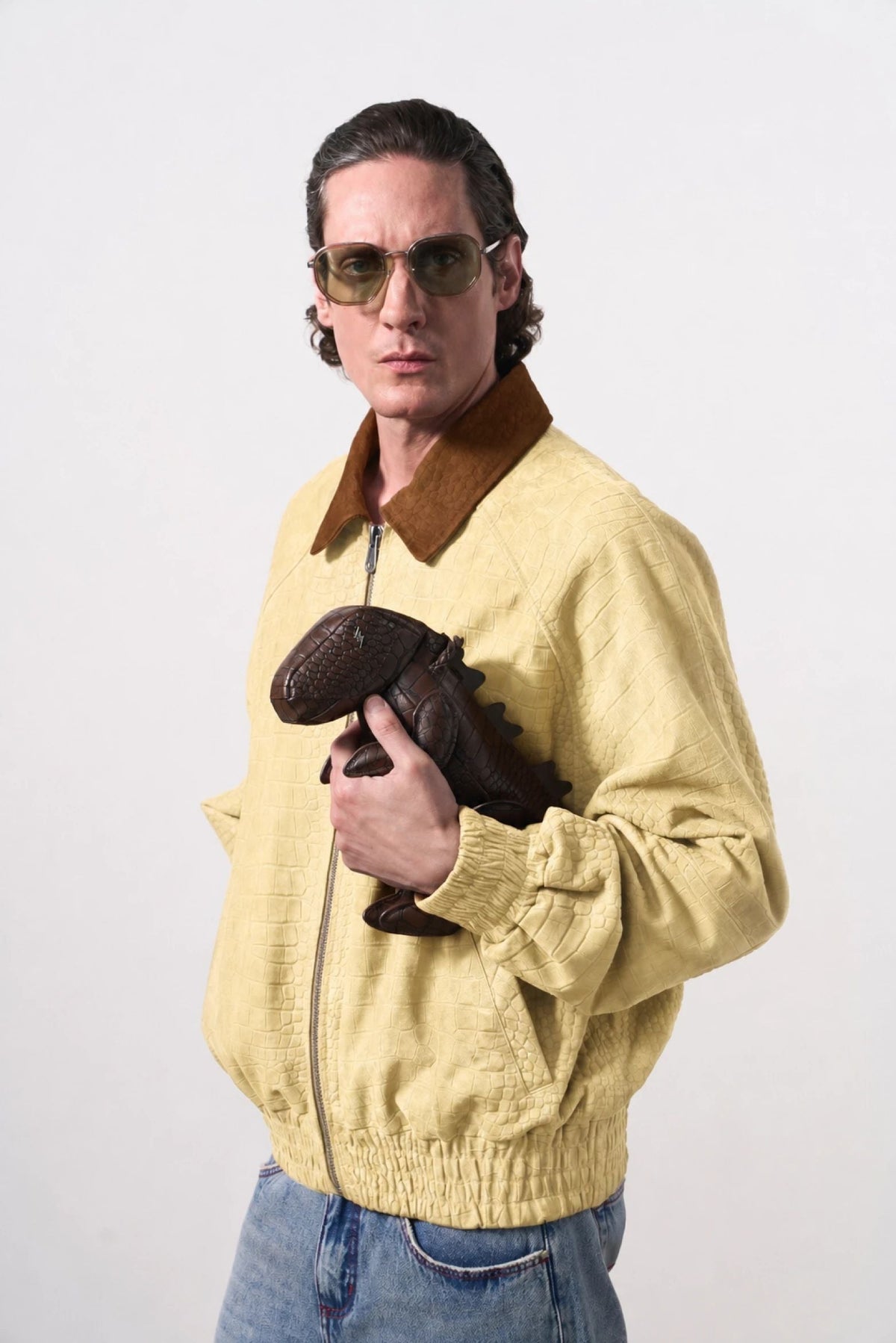 Men's Croco Suede Bomber Jacket