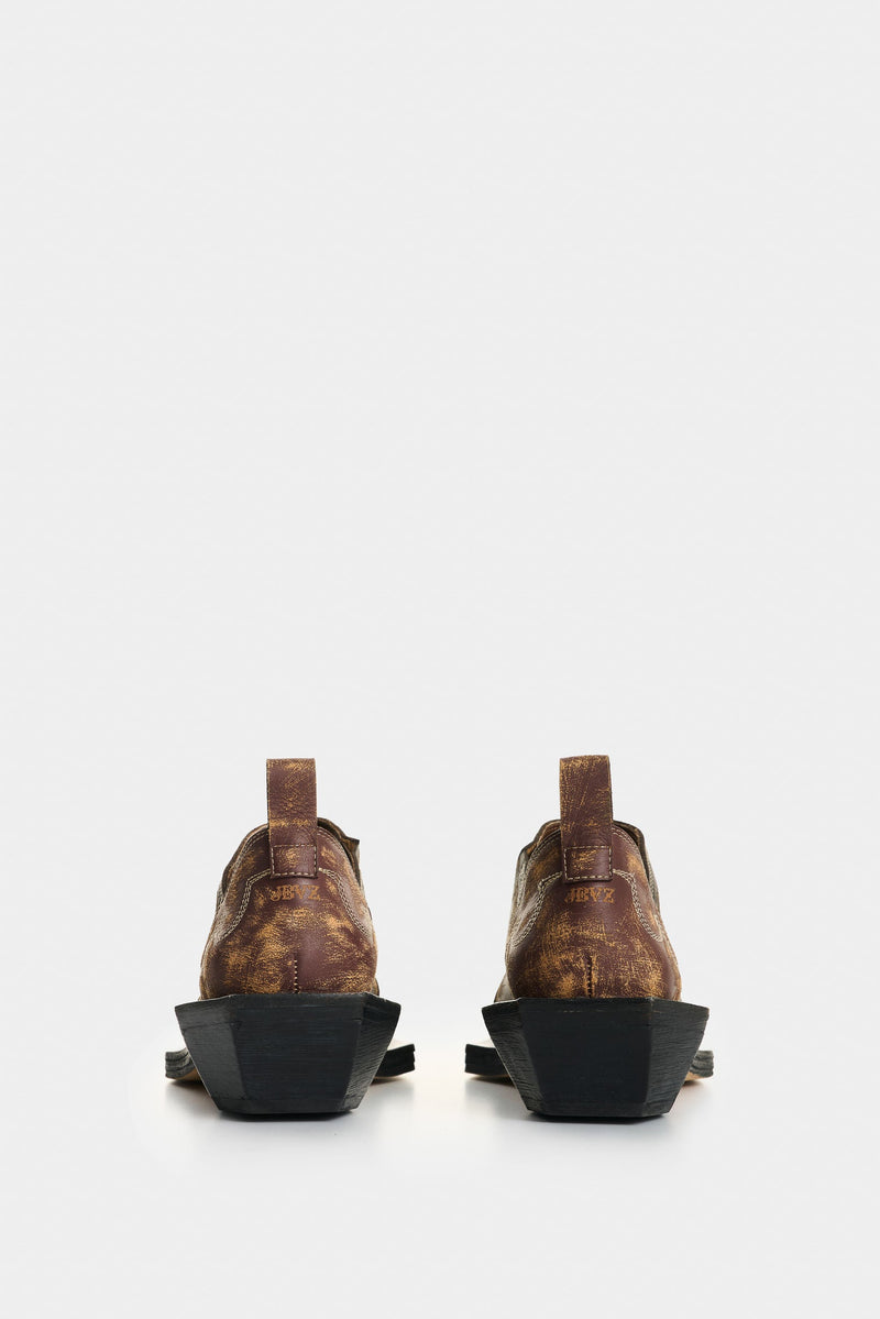 Women's Leather Western Mule Ankle Boots