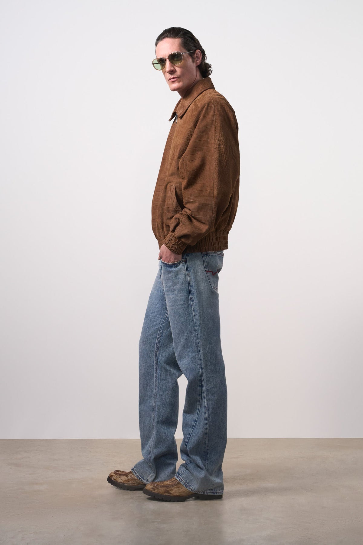 Men's Croco Suede Bomber Jacket