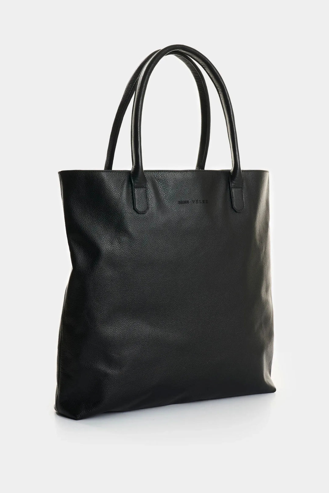BLACK LEATHER FLOWERS TOTE BAG