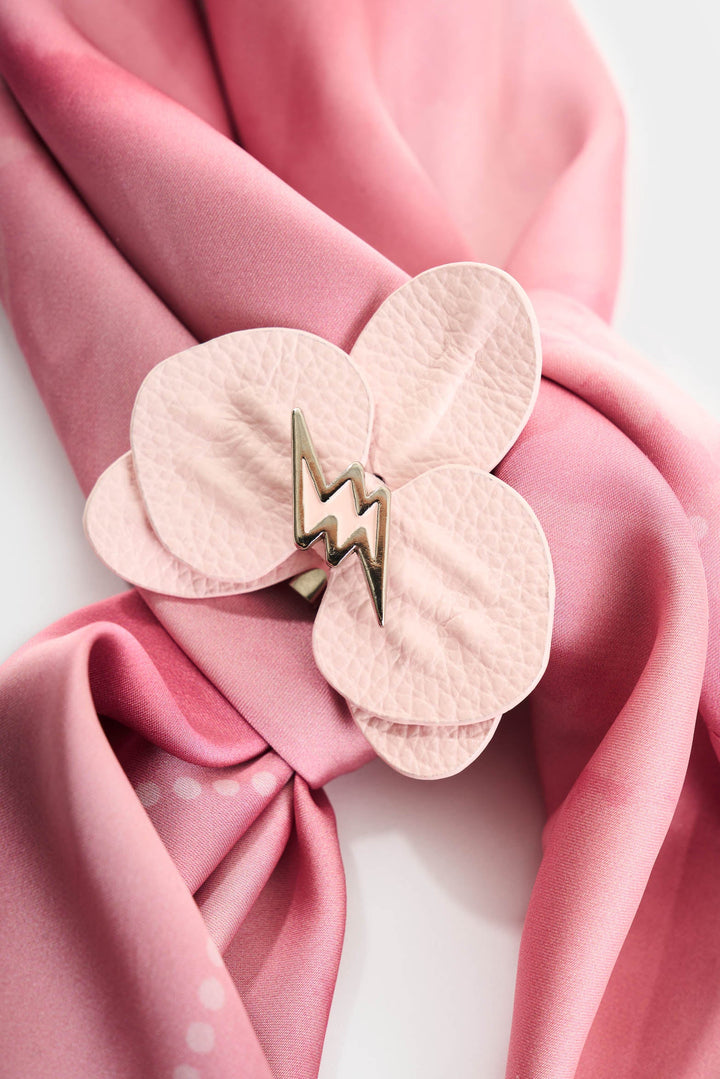 LARGE LEATHER ORCHID BROOCH