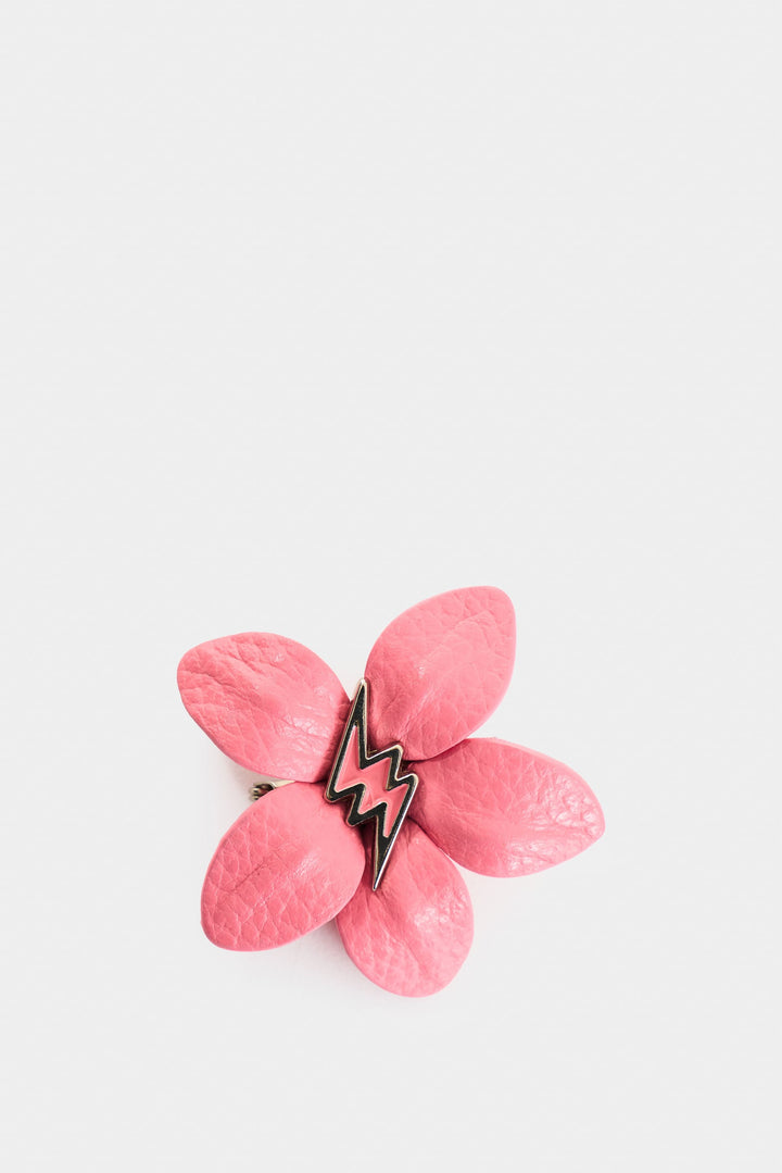 CORAL SMALL LEATHER SAN JOAQUÍN FLOWER BROOCH