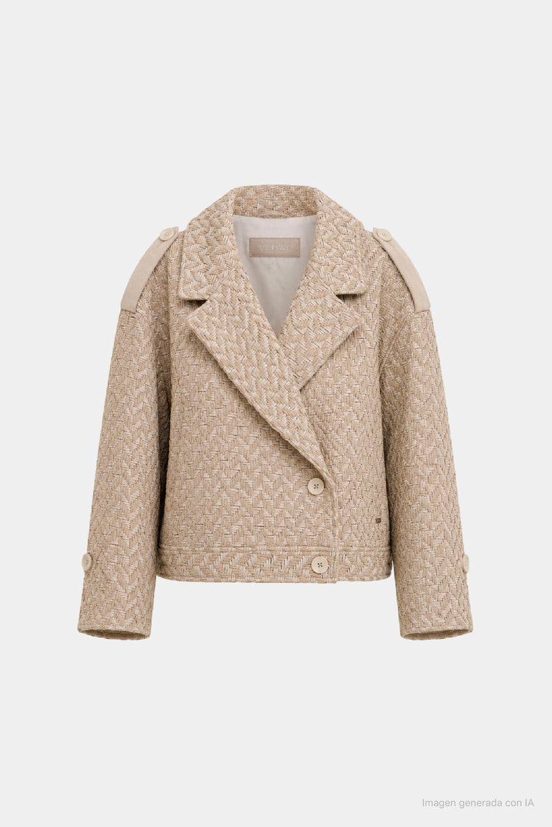 Misak Woven Leather Biker Jacket for Women