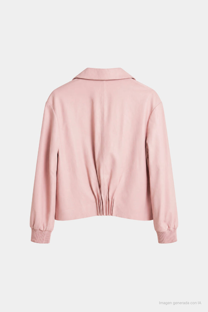 Pearl Oversized Leather Bomber Jacket for Women
