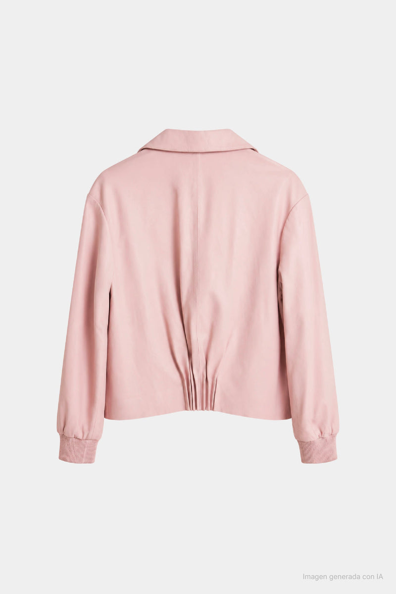 Pearl Oversized Leather Bomber Jacket for Women