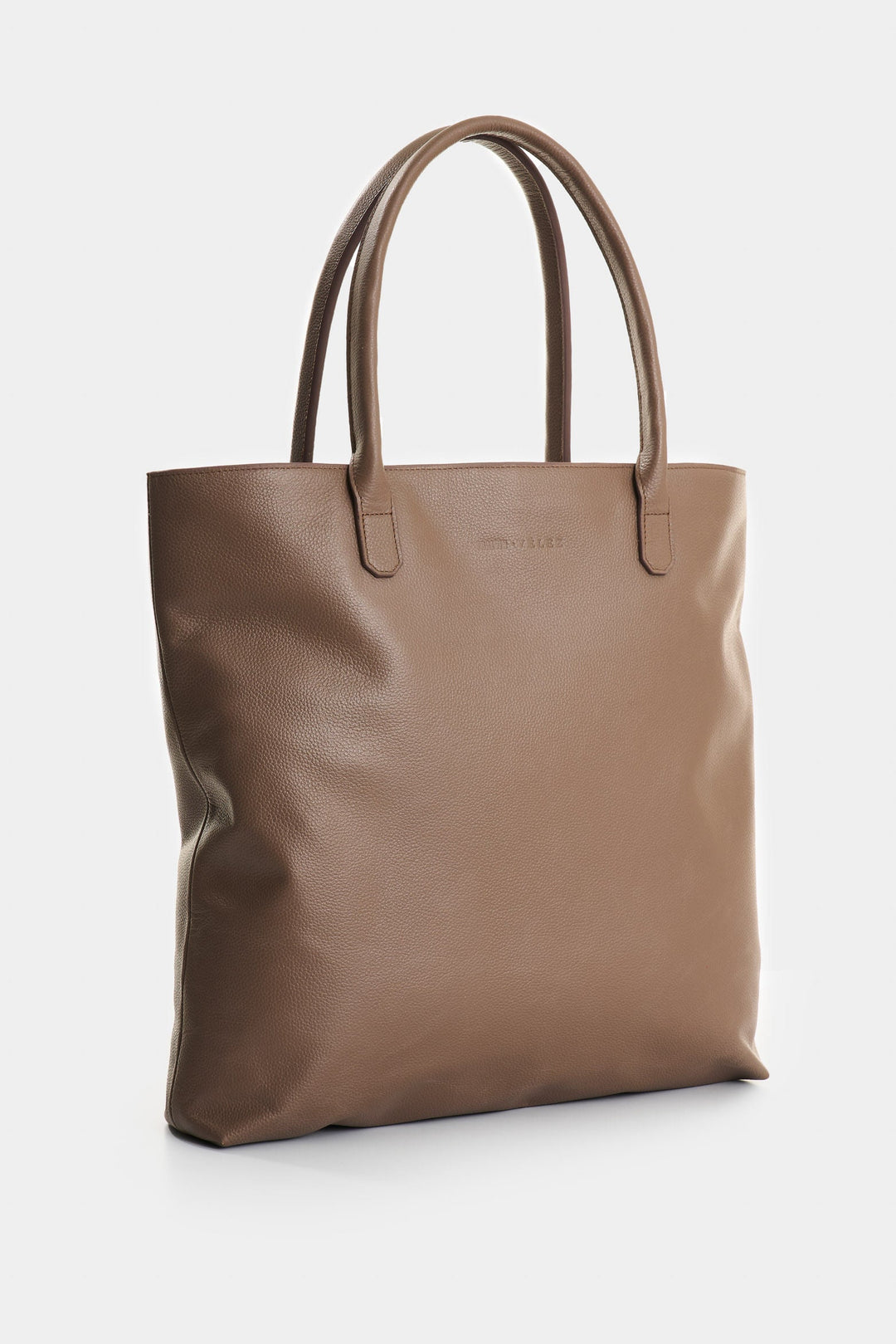 BROWN LEATHER FLOWERS TOTE BAG