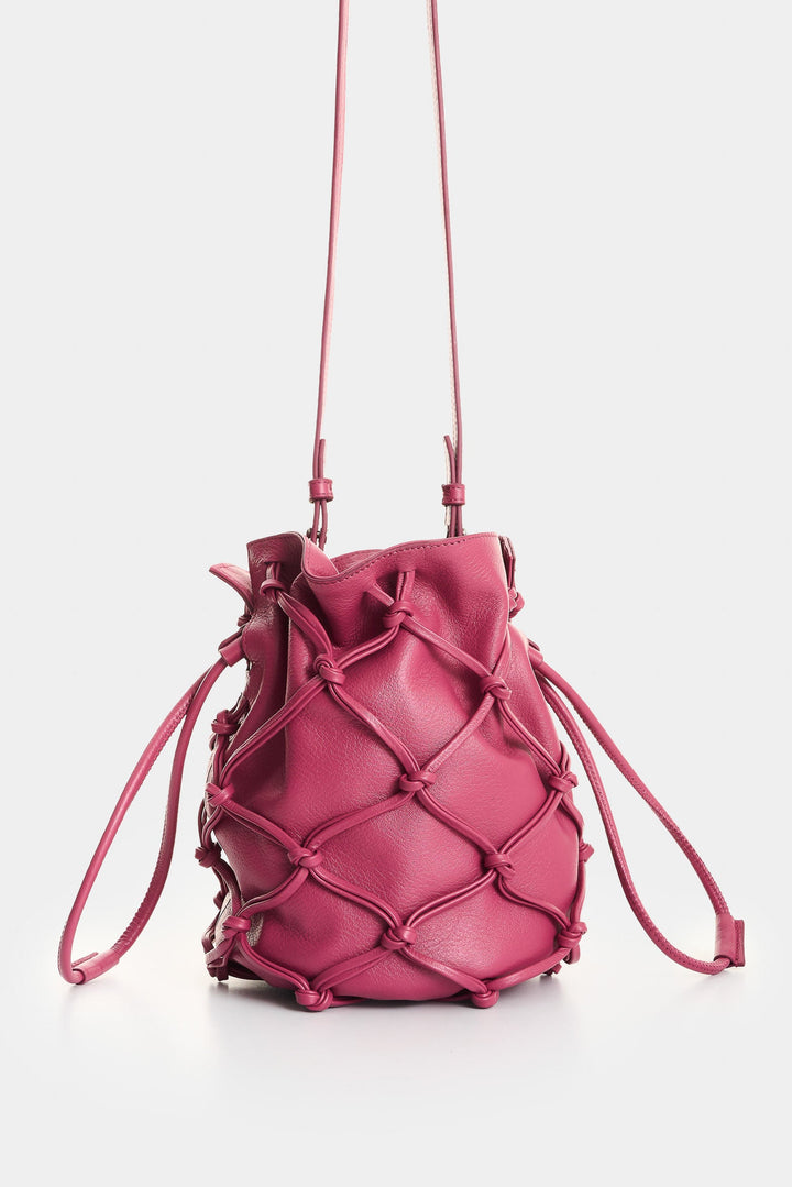 Lyra Leather Crossbody Bag with Woven Overlay for Women