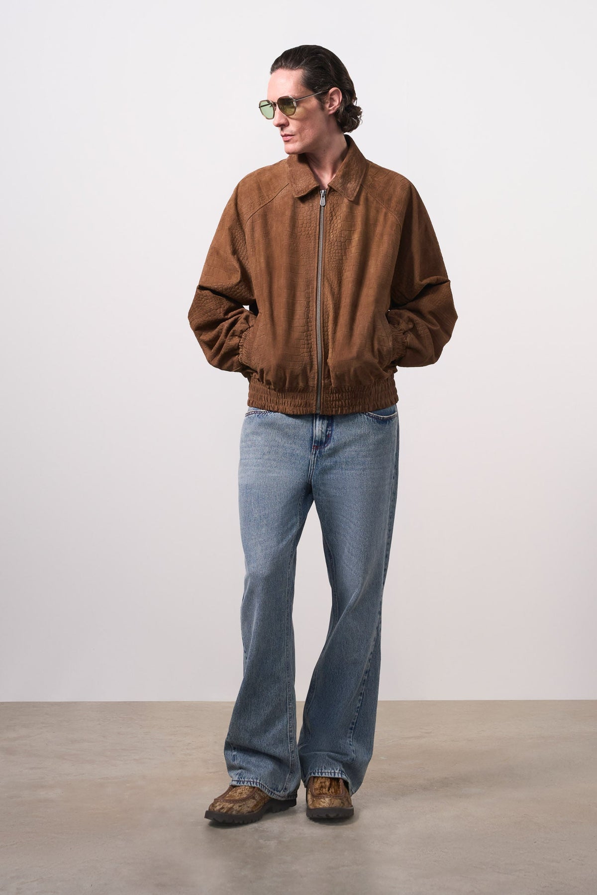Men's Croco Suede Bomber Jacket