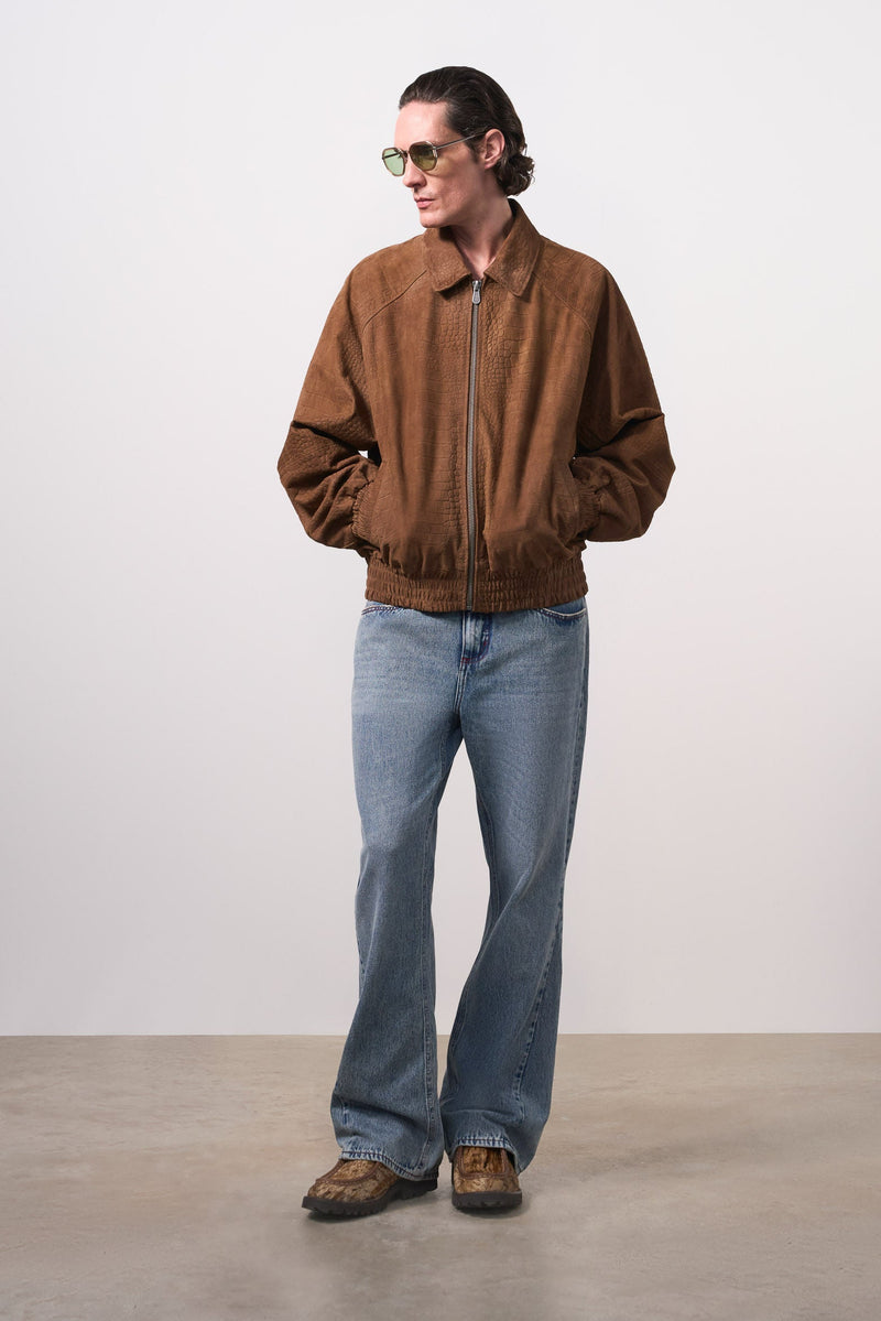 Men's Croco Suede Bomber Jacket