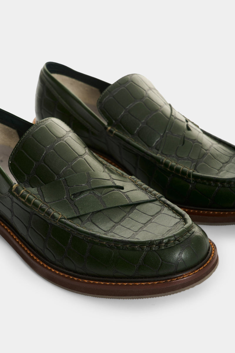 Men's Croco Leather Loafers