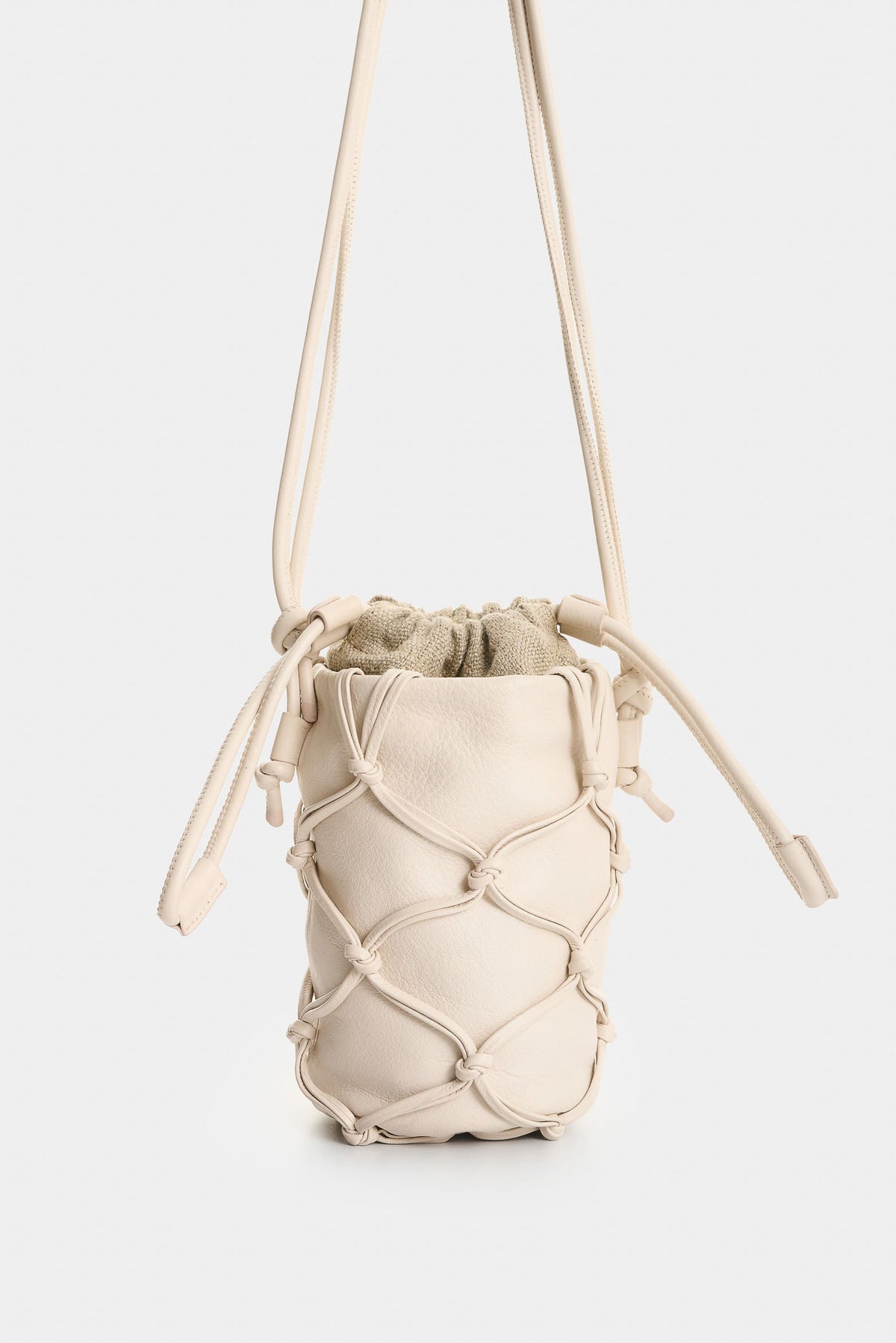 Misak Leather Crossbody Bag with Woven Overlay for Men