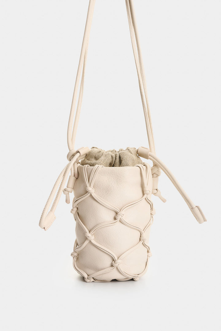Misak Leather Crossbody Bag with Woven Overlay for Men