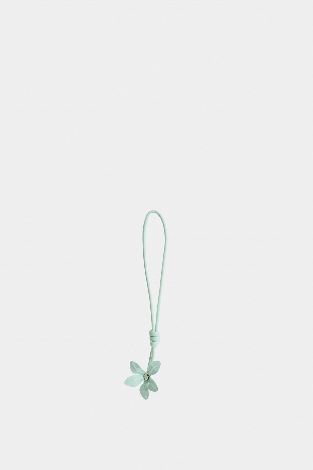 AQUAMARINE LEATHER FLOWER CHARM