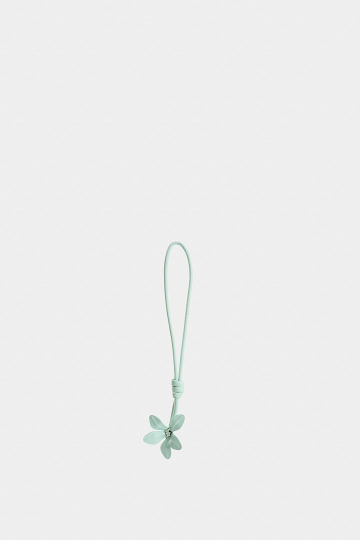 AQUAMARINE LEATHER FLOWER CHARM