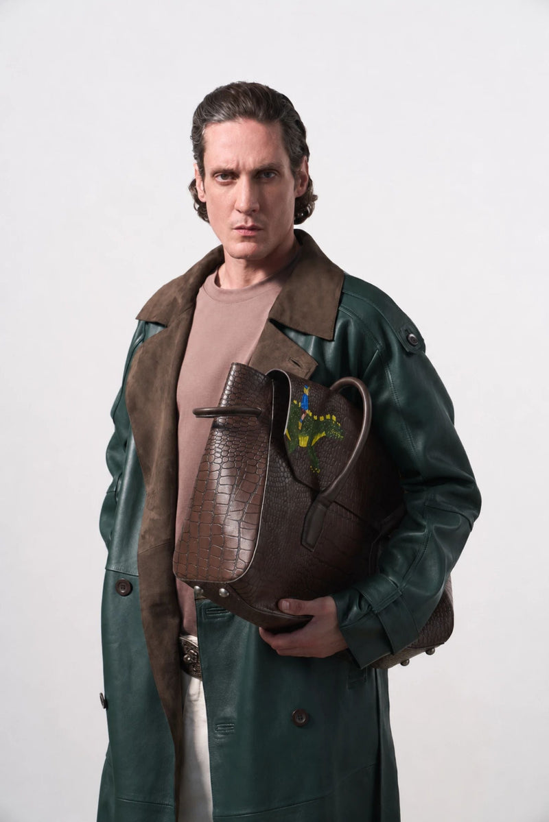 Men's Leather Trench Coat