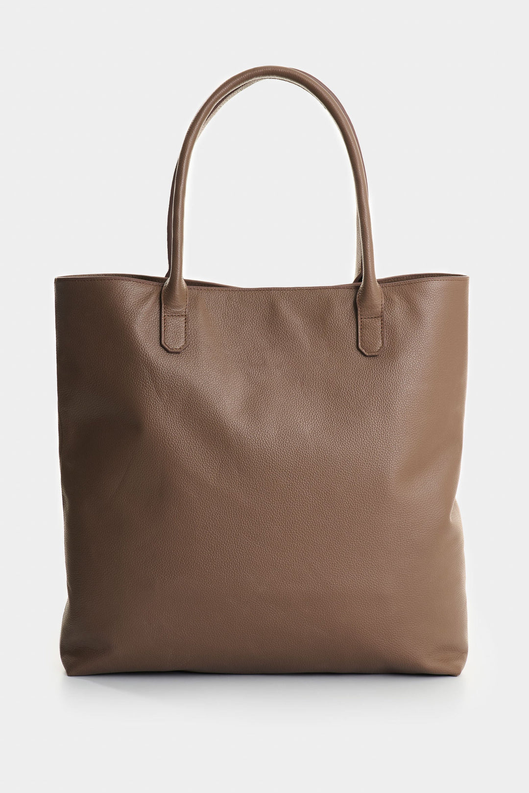 BROWN LEATHER FLOWERS TOTE BAG