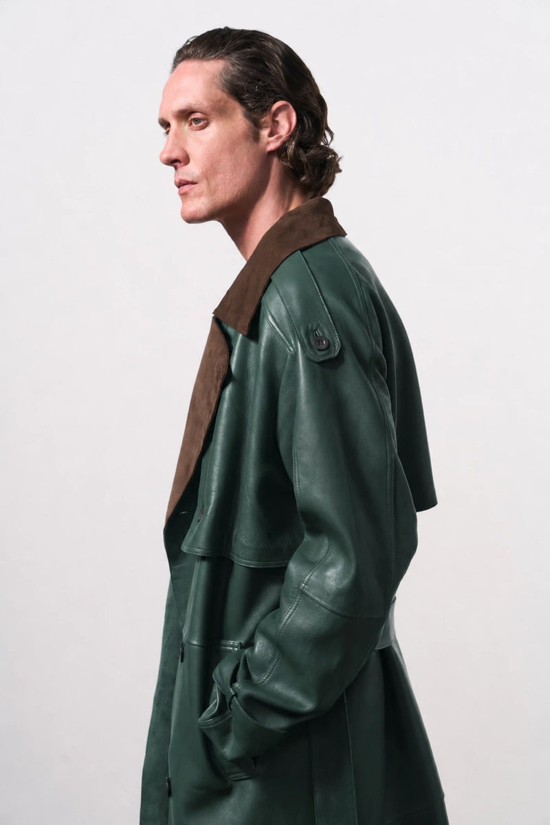 Men's Leather Trench Coat