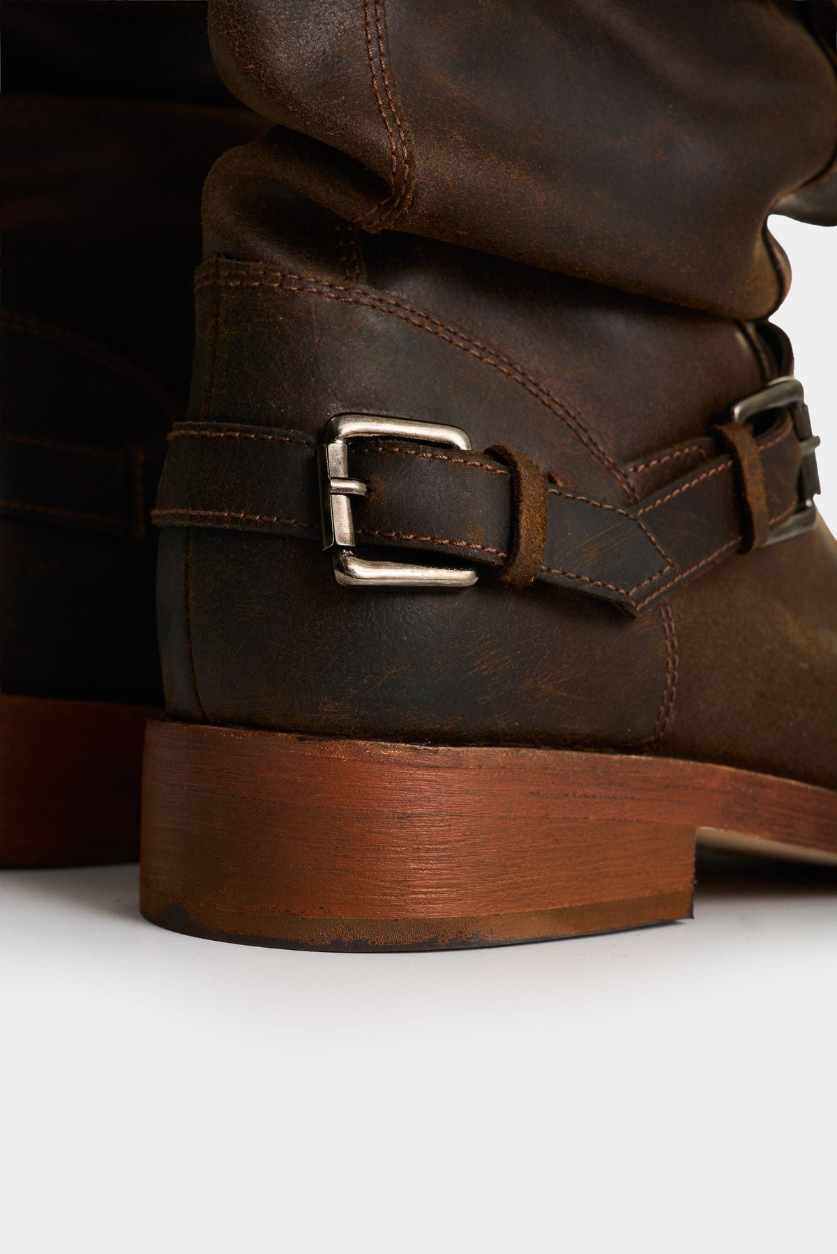 Women's Moto Distressed Leather Boots