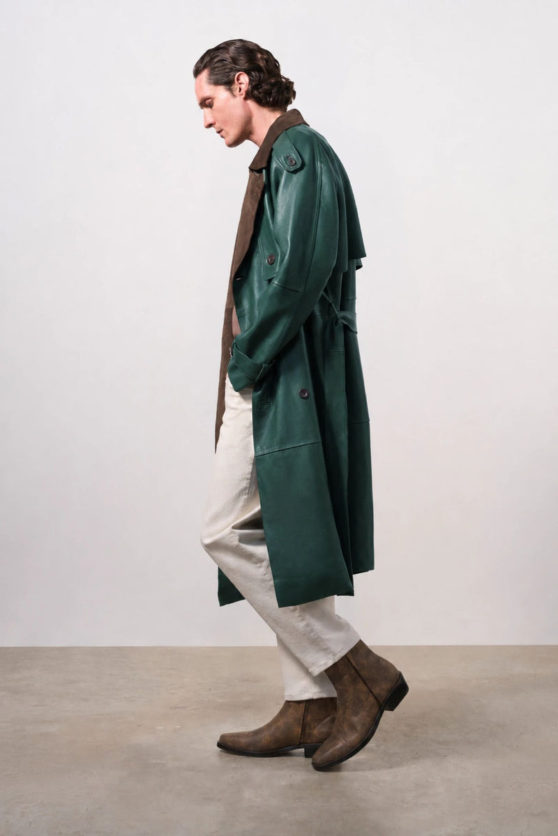 Men's Leather Trench Coat