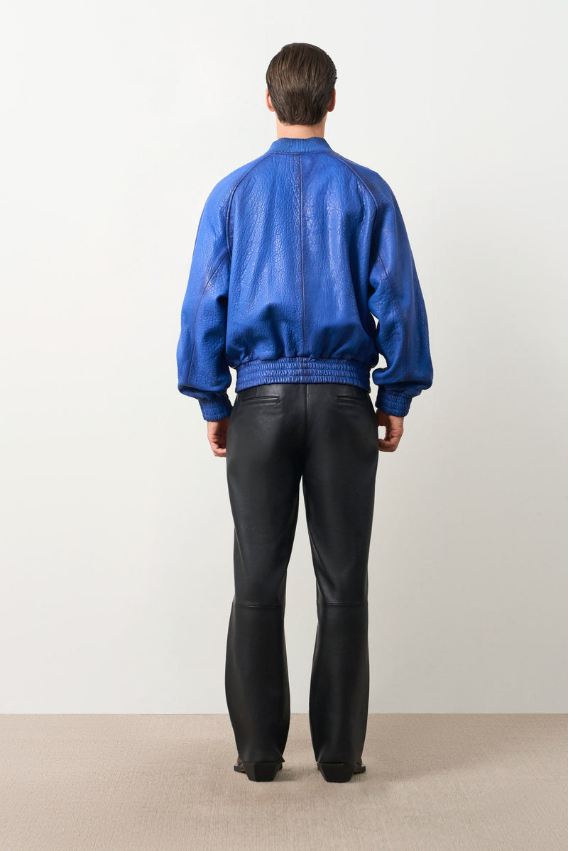 Calypso Textured Leather Bomber Jacket for Men