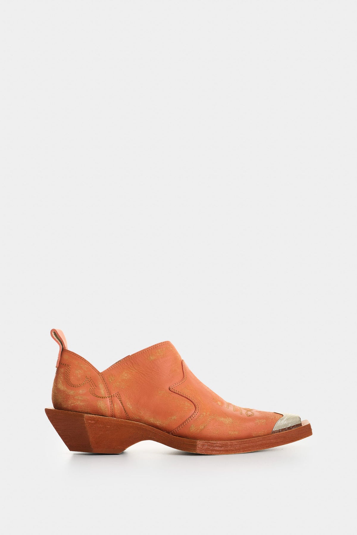 Women's Leather Western Mule Ankle Boots