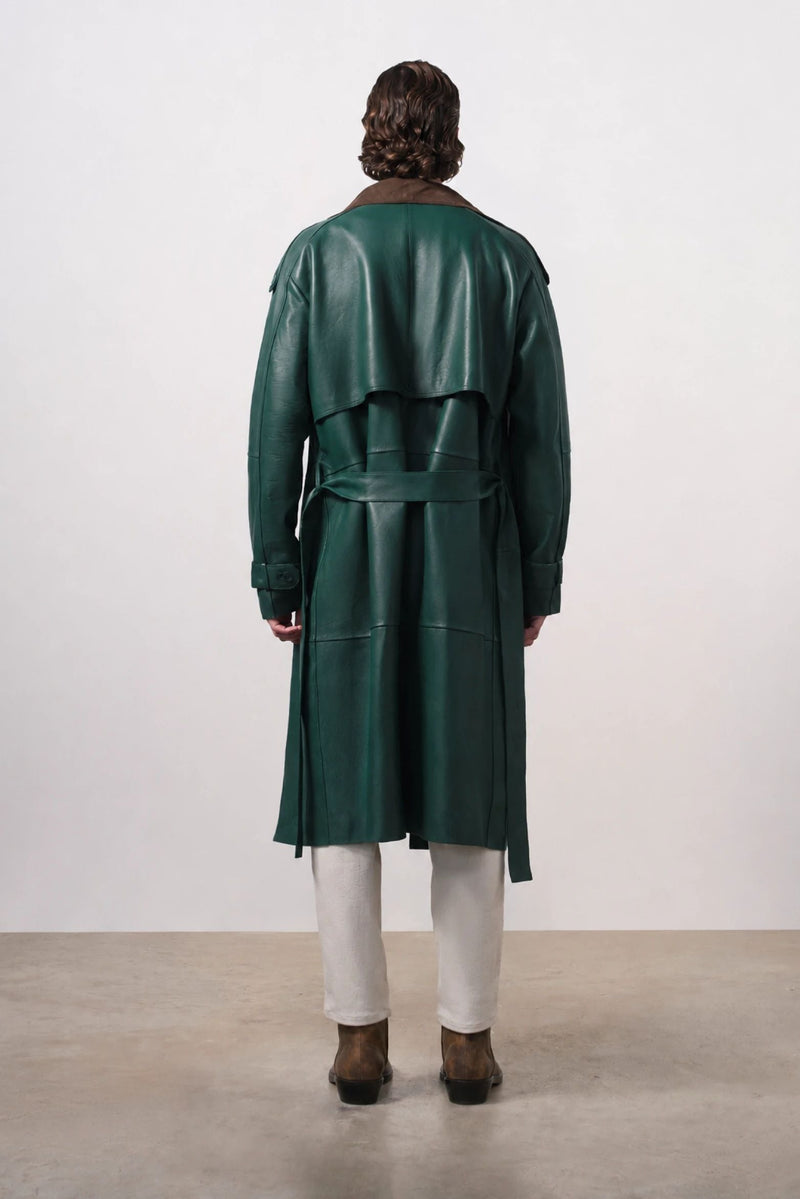 Men's Leather Trench Coat