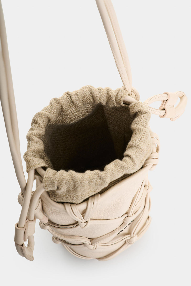 Misak Leather Crossbody Bag with Woven Overlay for Men