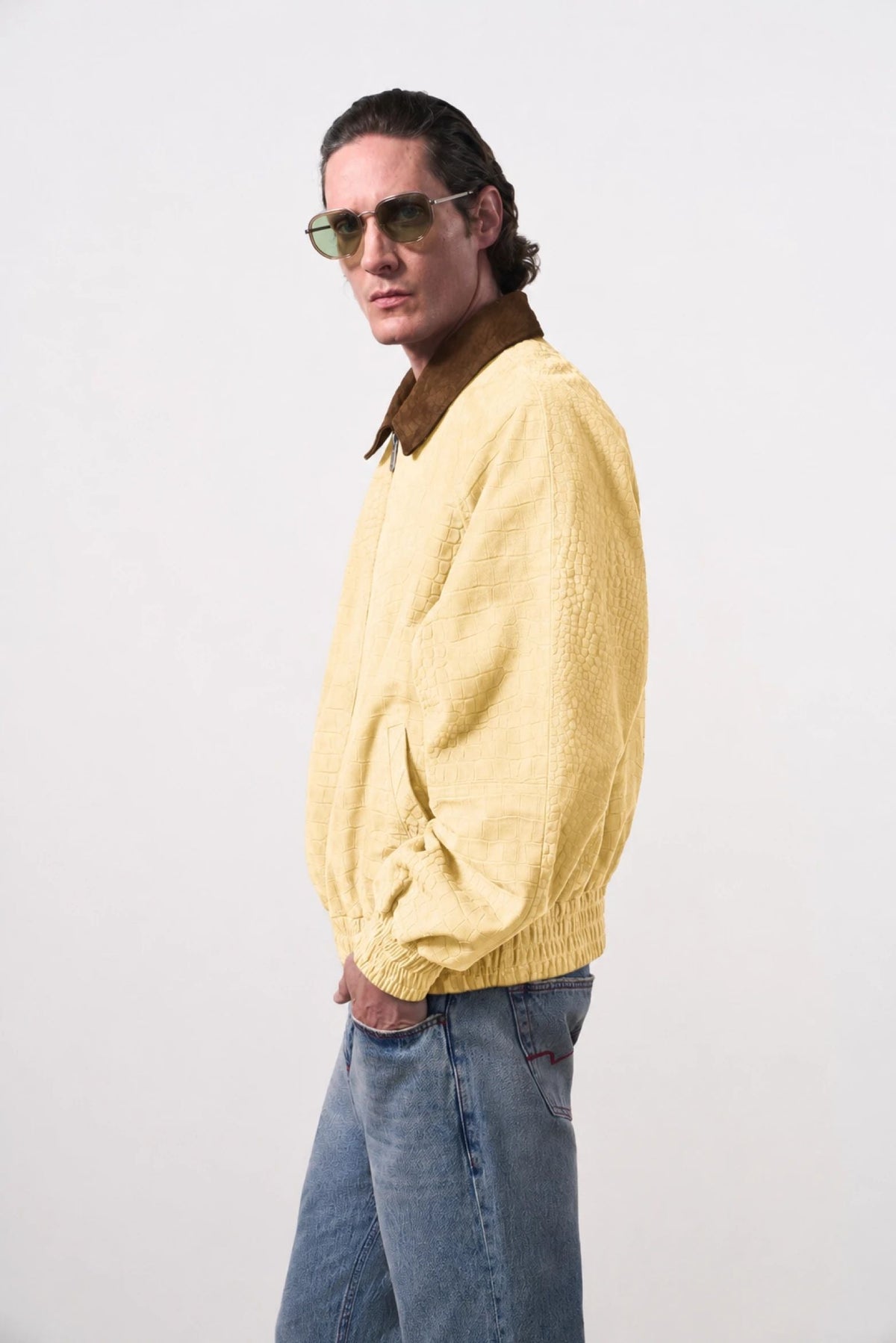 Men's Croco Suede Bomber Jacket