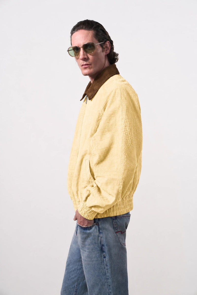 Men's Croco Suede Bomber Jacket