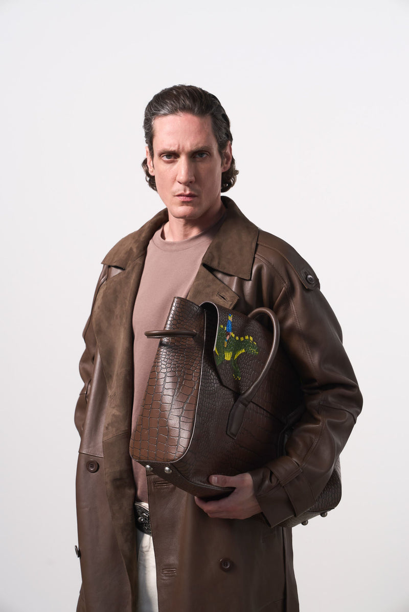 Men's Leather Trench Coat