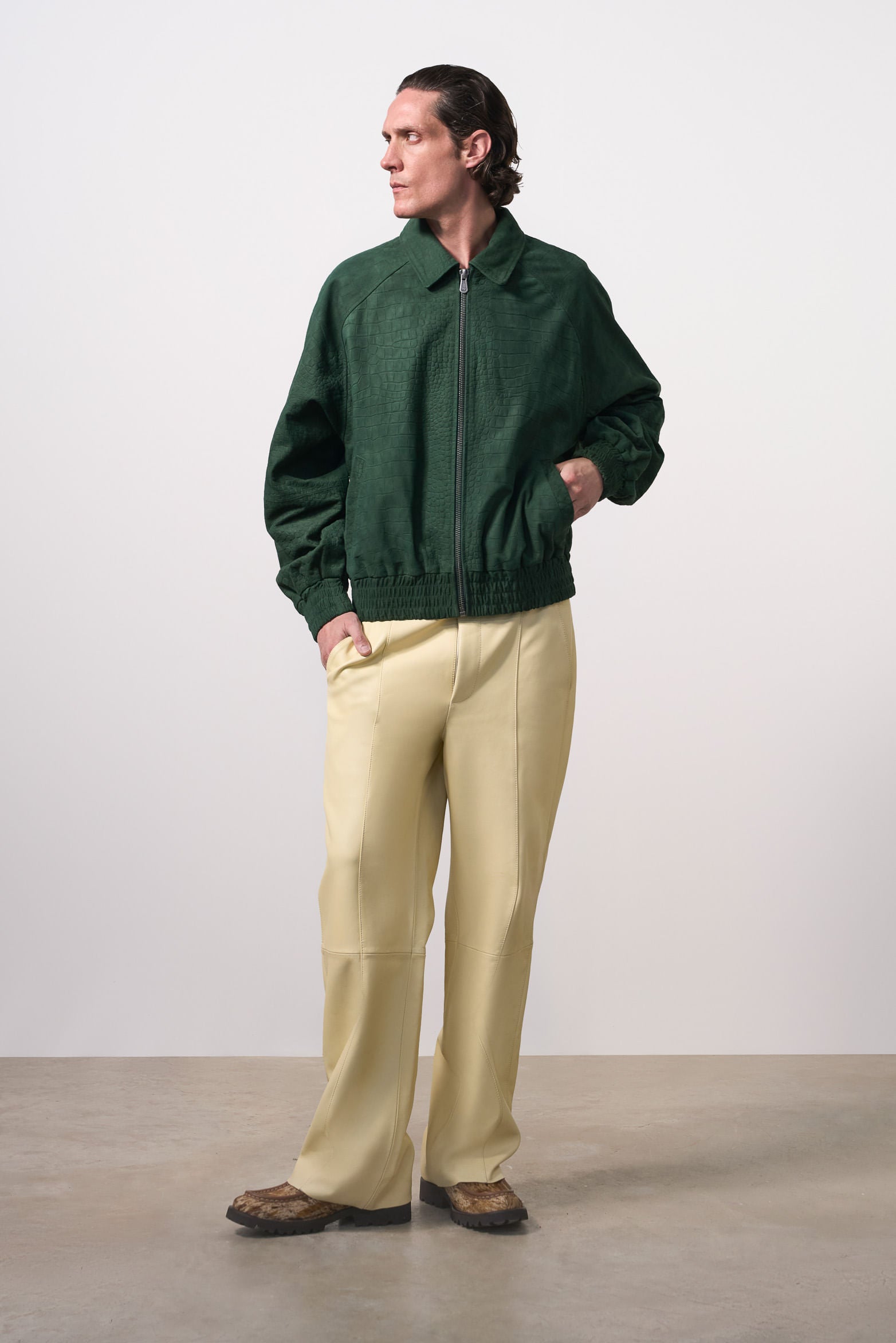 J Balvin Shop | Men's Croco Suede Bomber Jacket