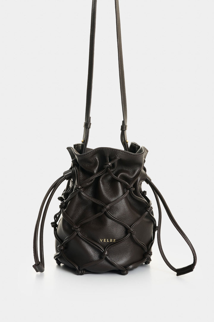 Lyra Leather Crossbody Bag with Woven Overlay for Women