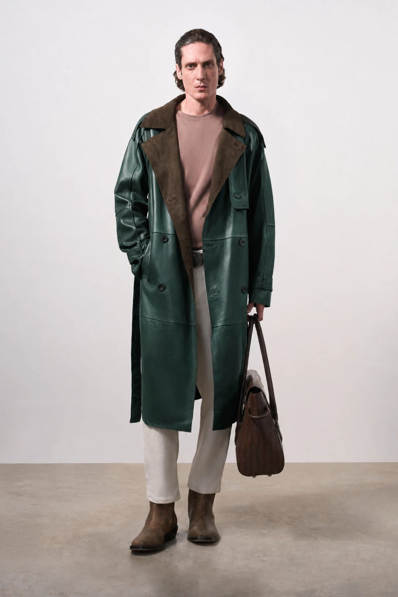 Men's Leather Trench Coat