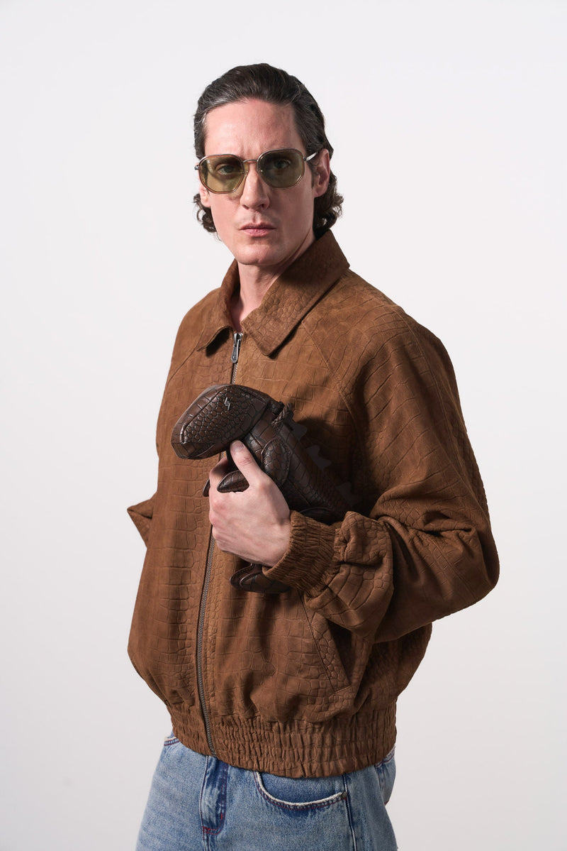 Men's Croco Suede Bomber Jacket