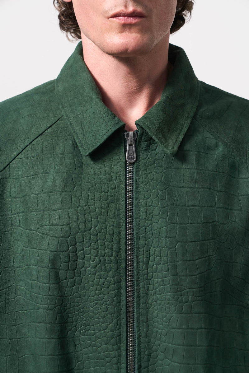 Men's Croco Suede Bomber Jacket