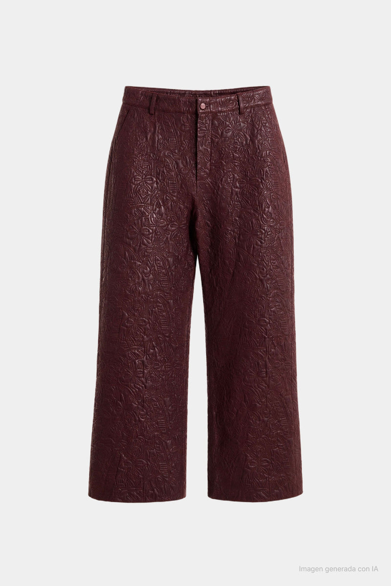 Women's Starlight Palms Leather Trousers with Orchid Embroidery