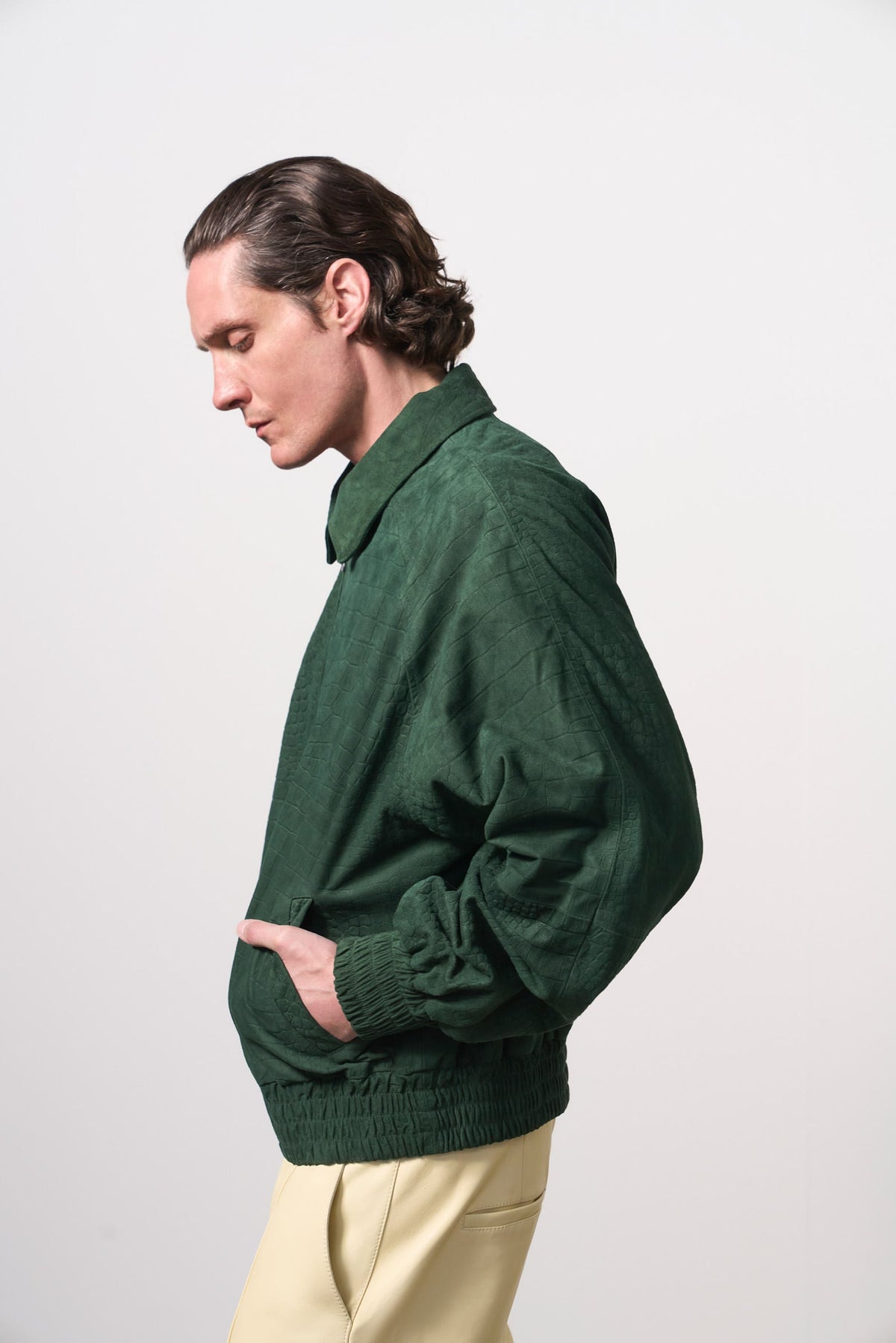 Men's Croco Suede Bomber Jacket