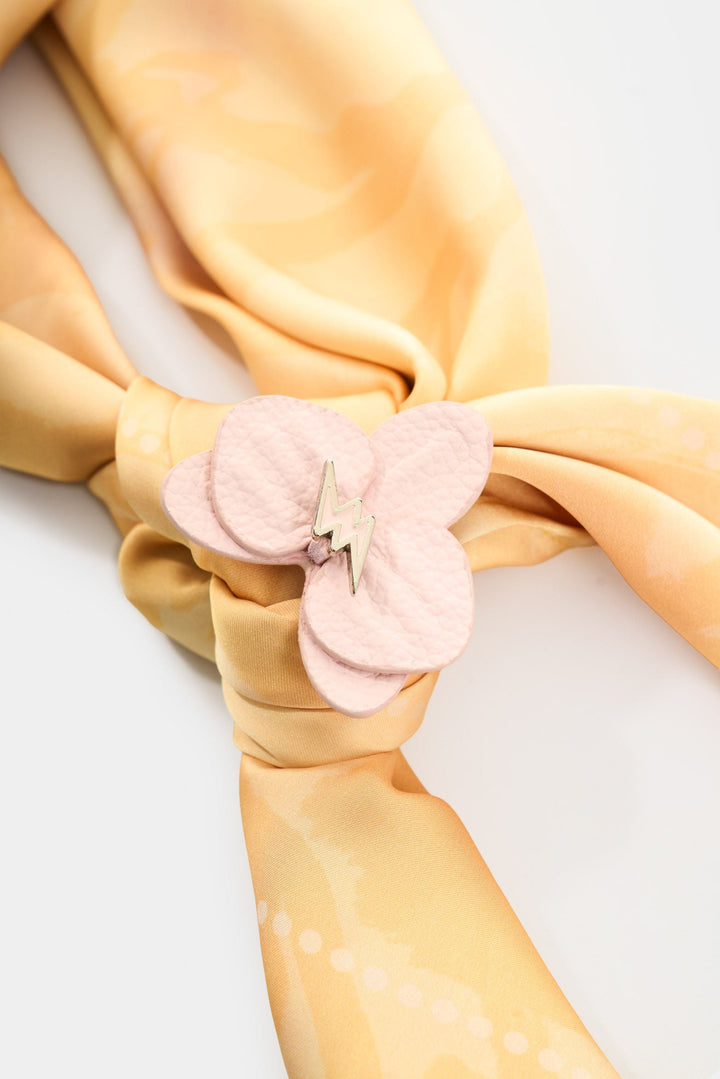 PINK SMALL LEATHER ORCHID BROOCH