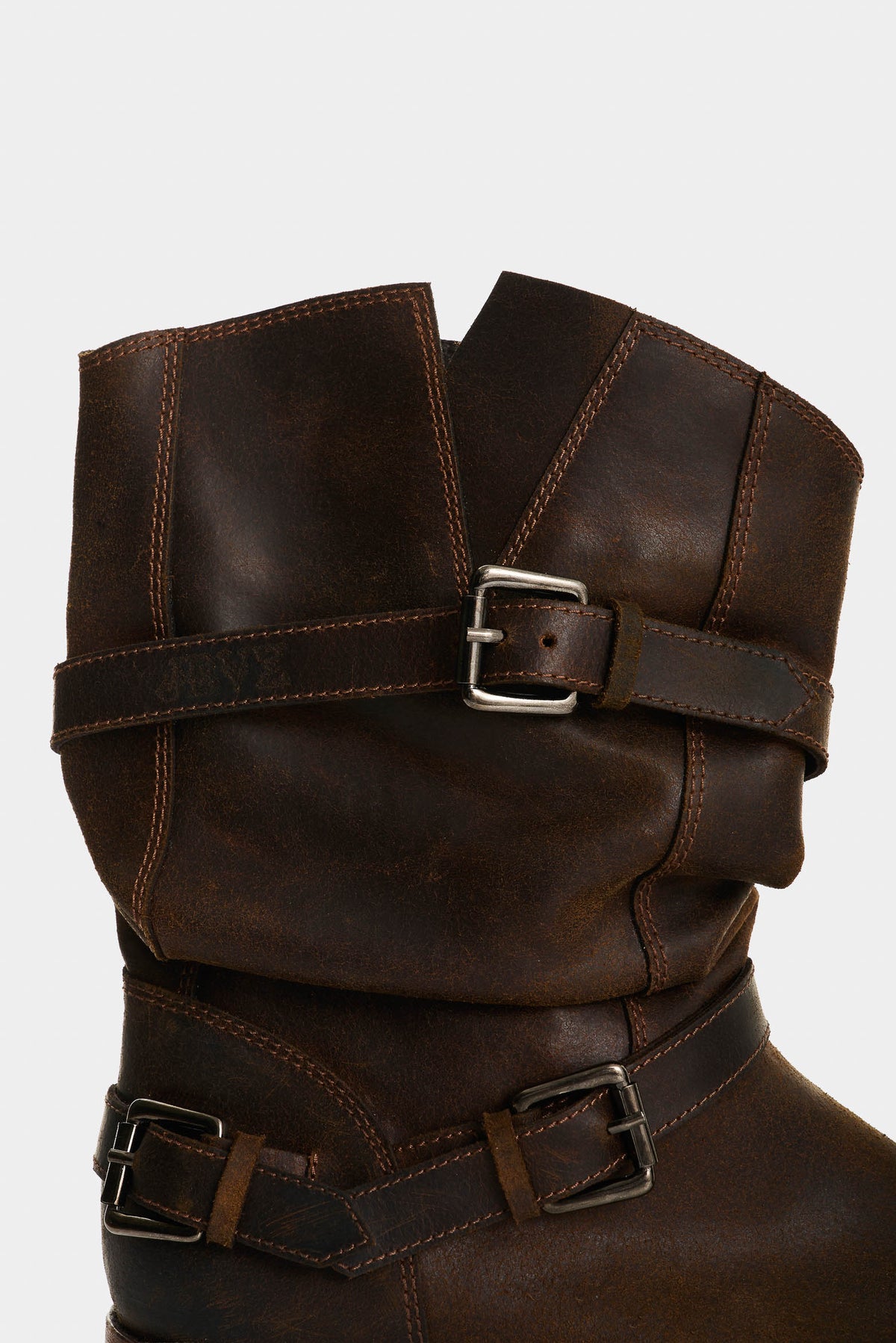 Women's Moto Distressed Leather Boots