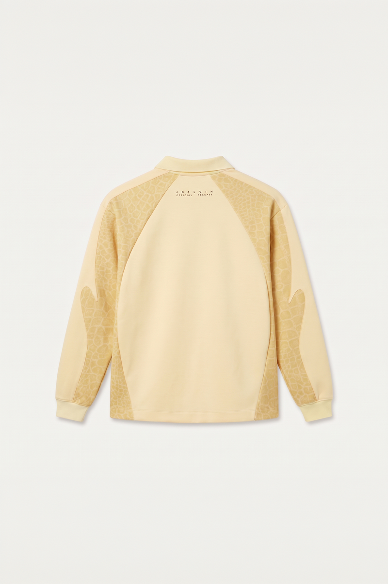 J BALVIN LONG SLEEVE CROC PANEL POLO JERSEY YELLOW