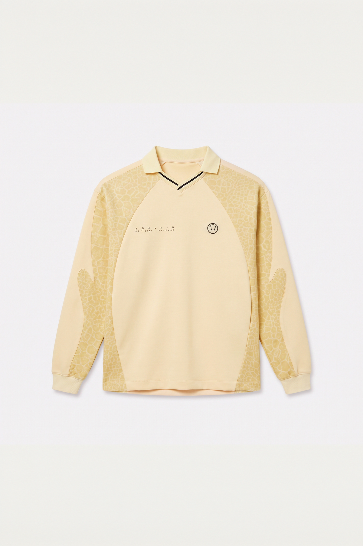 J BALVIN LONG SLEEVE CROC PANEL POLO JERSEY YELLOW